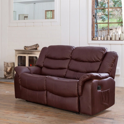 Burgundy leather store recliner sofa