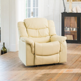 Almeira Bonded Leather Reclining Armchair - Cream