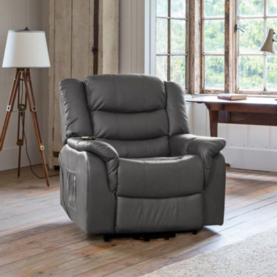 Almeira Bonded Leather Reclining Armchair - Grey