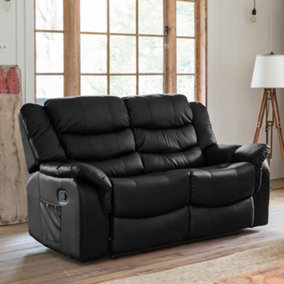 Almeira Manual 2 Seat Reclining Sofa with Massage and Heat - Black