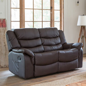 Almeira Manual 2 Seat Reclining Sofa with Massage and Heat - Brown