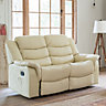 Almeira Manual 2 Seat Reclining Sofa with Massage and Heat - Cream