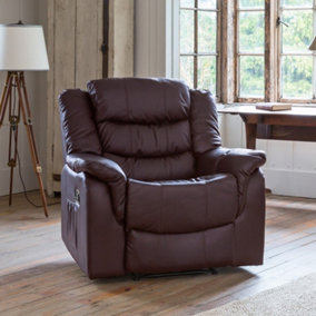 Almeira Manual Recliner Chair with Massage and Heat - Burgundy