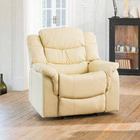 Almeira Manual Recliner Chair with Massage and Heat - Cream