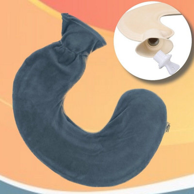 Almineez 2 in 1 U-Shaped Neck & Shoulder Hot Water Bottle Massaging Heat Pad Therapy Grey - 4