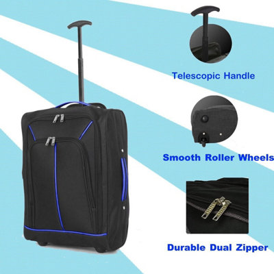 Almineez 35L Cabin Trolley Travelling Luggage Travel Lightweight Multiple Pocket Airline Bag Holdall 50x35x20cm Suitcase