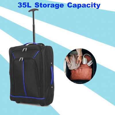 Almineez 35L Cabin Trolley Travelling Luggage Travel Lightweight Multiple Pocket Airline Bag Holdall 50x35x20cm Suitcase