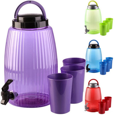 Almineez 4.7L Plastic Drink Dispenser with Tap - Cold Water Dispenser ...