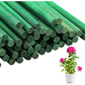 Almineez 50Pcs Green Plant Support Sticks 60cm 24 inch Bamboo Plant Stakes Split Canes Floral Sticks
