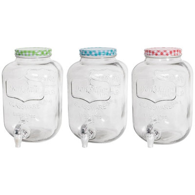 Almineez 5L Glass Drink Dispenser with Tap - Cold Water Dispenser with Tap