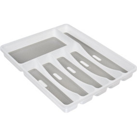 Almineez 6 Compartment Cutlery Tray Kitchen Drawer Organiser BPA Free Utensils Spoon Fork Holder Plastic Storage Rack