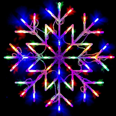 Almineez Christmas 50 LED Multicoloured Snowflake Light Flashing