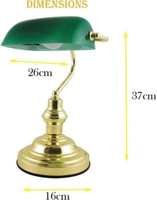 Almineez Classic Retro Bankers Lamp Handmade Emerald Green Glass