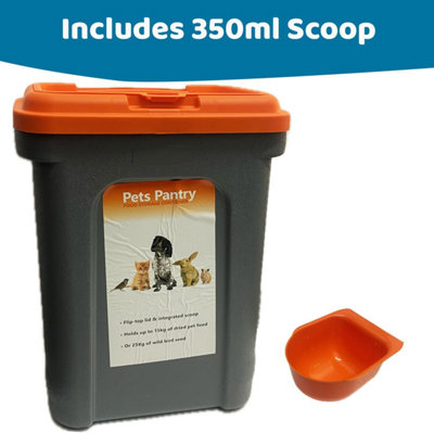 Almineez Dry Pet Food Storage Container Top Flip Bin Lid with Scoop 30L /15 KG Dog Cat Animal