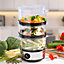 Almineez Electric 3 Tier Food Steamer 6L 3 Removable Stacking Compartments with Rice Bowl & 60 Minute Timer 400W
