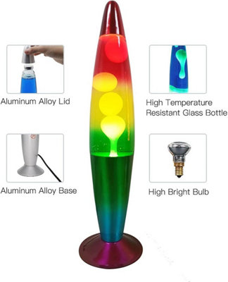 Almineez Magic 16 Inch Lamp  Aluminium Soothing Colour Motion Wax and Liquid Decoration Mood Light  RAINBOW