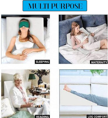 Almineez Memory Foam Therapy Bed Wedge Pillow Back Neck Pain Better Breathing Circulation Washable Cover Included - 3