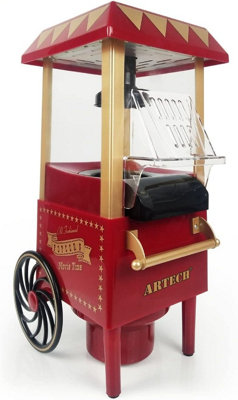 Almineez Retro Carnival Popcorn Maker Electric Fairground Popcorn Machine with Hot Air Circulation Popcorn Popper