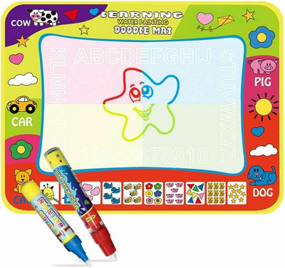 Almineez Water Magic Doodle Mat, Drawing Painting Mat with 2 Magic Pen Multicoloured No Mess Pad