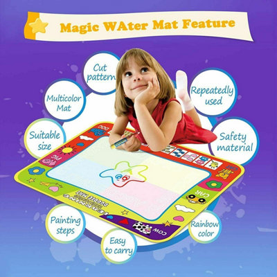 Almineez Water Magic Doodle Mat, Drawing Painting Mat with 2 Magic Pen Multicoloured No Mess Pad