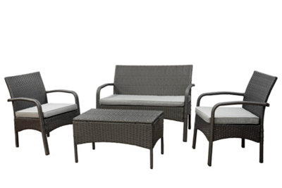 Alnwick Steel Grey Rattan 4pc Sofa Set