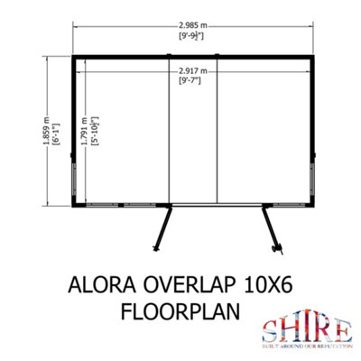 Alora 10x6 Pent Summerhouse with 5 windows and interchangeable configuration