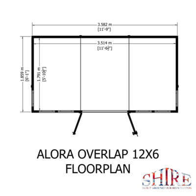 Alora 12x6 Pent Summerhouse with 6 windows and interchangeable configuration