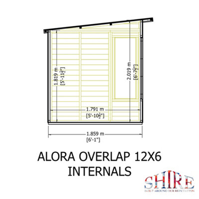 Alora 12x6 Pent Summerhouse with 6 windows and interchangeable configuration