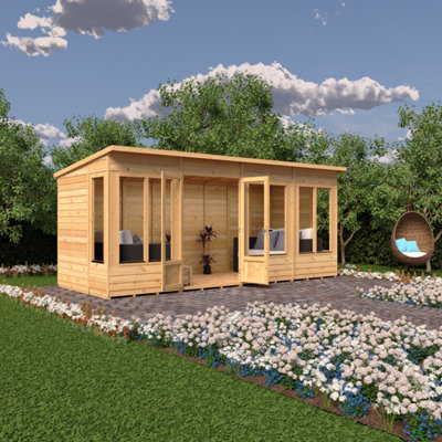 Alora 16x6 Pent Summerhouse with 8 windows and interchangeable configuration
