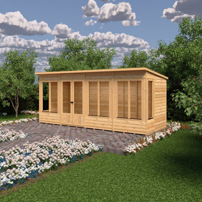 Alora 16x6 Pent Summerhouse with 8 windows and interchangeable configuration