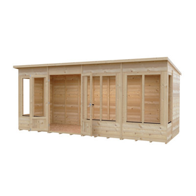 Alora 16x6 Pent Summerhouse with 8 windows and interchangeable configuration