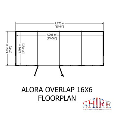 Alora 16x6 Pent Summerhouse with 8 windows and interchangeable configuration