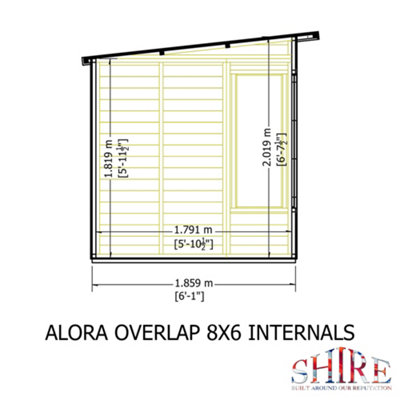 Alora 8x6 Pent Summerhouse with 3 windows and interchangeable configuration