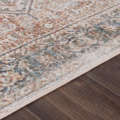 ALORA Round Machine Traditional Modern Boho Burnt Orange Area Rug 200 x 200 cm