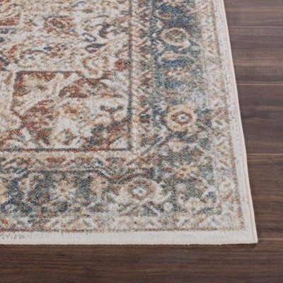 ALORA Round Machine Traditional Modern Boho Burnt Orange Area Rug 200 x 200 cm