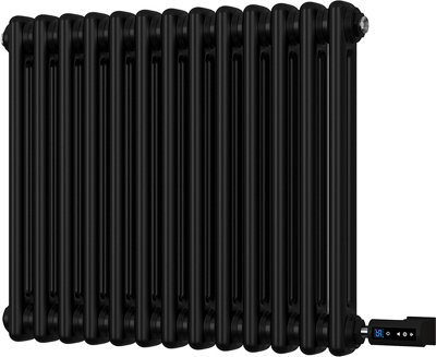Alpha - Black Column Electric Radiator H500mm x W592mm 2 Column 300w Thermostatic WIFI