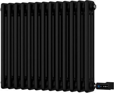 Alpha - Black Column Electric Radiator H500mm x W599mm 3 Column 600w Thermostatic WIFI