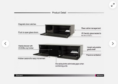 Alphason Element TV-Stand Grey, 1700mm