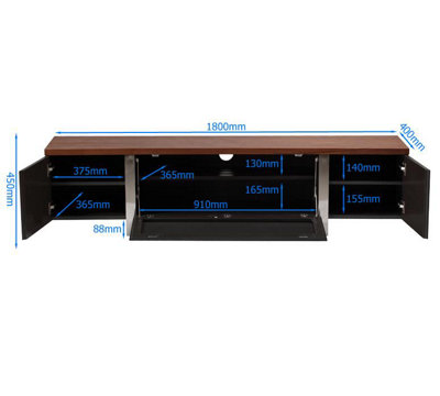 Alphason regent TV-Stand with 1 flap and 2 doors in brown / walnut