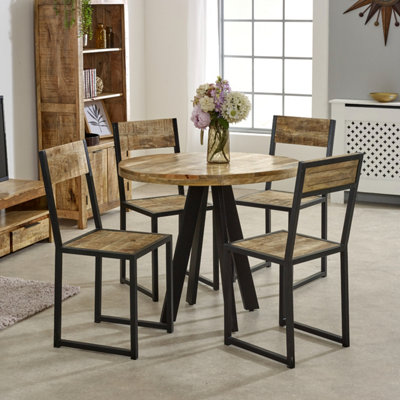 Alphon Mango Wooden 4 Seater Round Dining Table