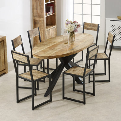 Alphon Mango Wooden 6-8 Seater Oval Dining Table