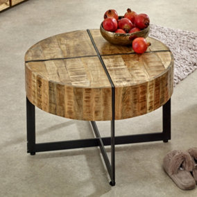 Alphon Mango Wooden Coffee Table With Metal Legs