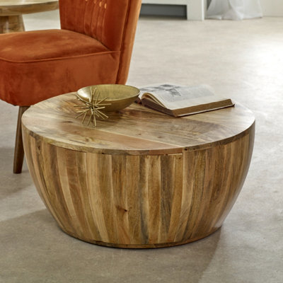 Alphon Mango Wooden Drum Coffee Table