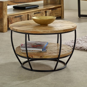 Alphon Mango Wooden & Metal Coffee Table With Shelf