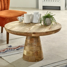 Alphon Mango Wooden Round Coffee Table Mushroom Style