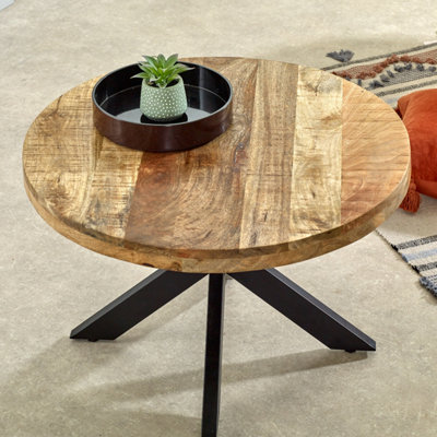 Alphon Mango Wooden Round Coffee Table Spider Legs