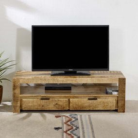 Alphon Mango Wooden Tv Stand With 2 Drawers