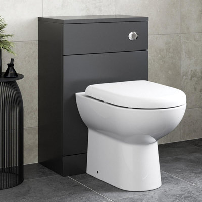 Alpine Black Back to Wall Toilet Unit & D Shape Saturn Toilet 500 x 300mm