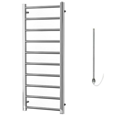 Alpine Chrome Electric Heated Towel Rail, Prefilled, Chrome - W500 x H1200 mm