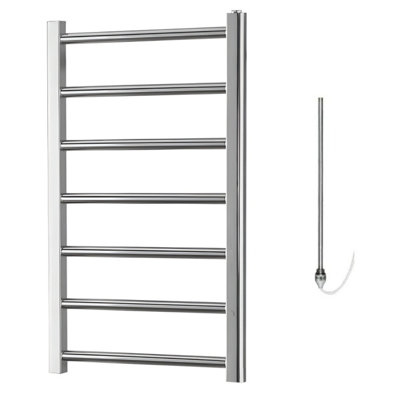 Alpine Chrome Electric Heated Towel Rail, Prefilled, Chrome - W500 x H800 mm